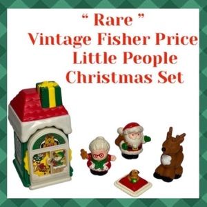 Little People Vintage Fisher Price Christmas Shop Santa Mrs Claus Reindeer Y2K